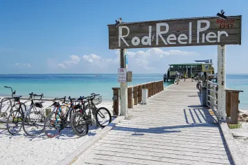 Bikes Wait at the Rod Reel Pier on Anna Maria Island