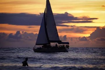 North Jetty: Sailboat Close to Shore