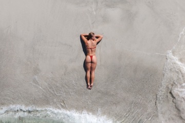 Drone Photo of Woman in Bikini