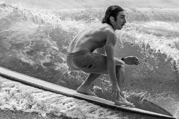 Black and White: Longboard Surfer