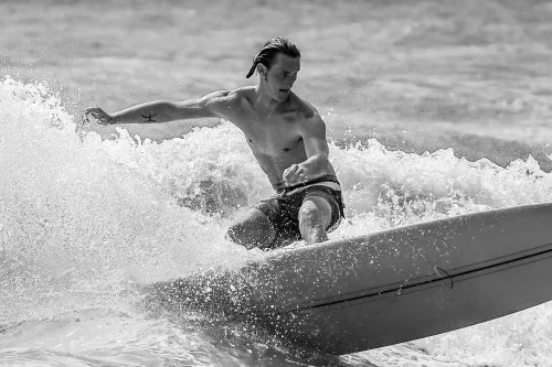 Black and White: Longboard Surfer