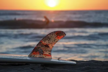 Surfboard Fin at Sunset