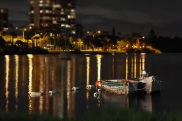 Sarasota, Bayfront: Boats at Night
