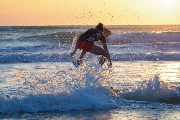 20220419 Surf/Skim Afternoon + Evening @ South Jetty